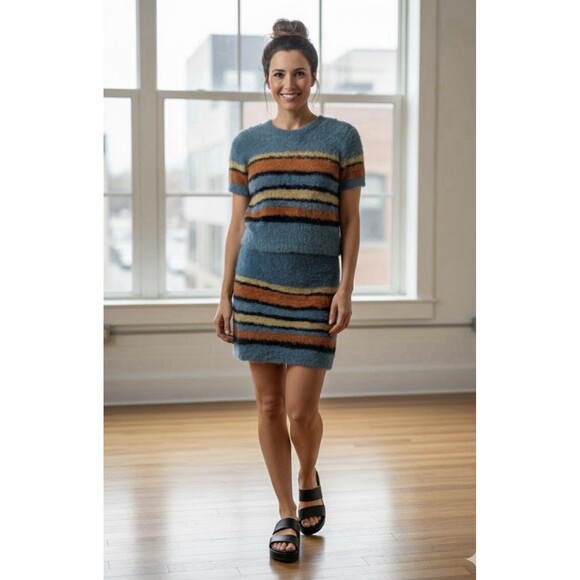 Almost Famous Dresses & Skirts - Almost Famous Two Piece Fuzzy Sweater Large and Skirt Medium Y2K
